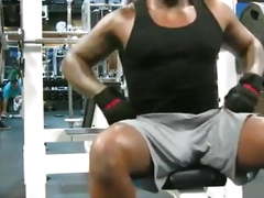 JC shows off dick print at the gym
