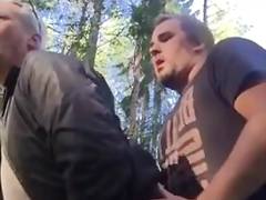 Son barebacking dad in forest